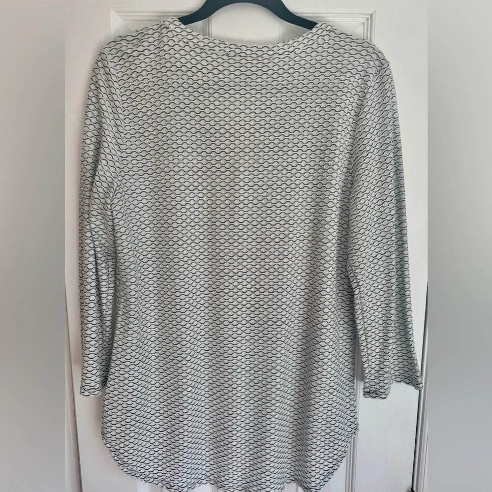 Dana Buchman Pullover Knit Top Black/ White Honeycomb Pattern 3/4 Sleeve Size L - Picture 4 of 8